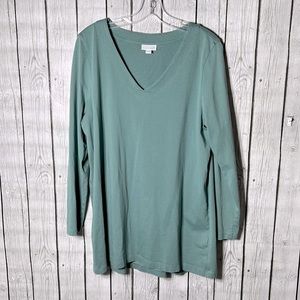J.Jill V-neck  long sleeve pima cotton top size L